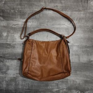IMOSHION Tan Faux Leather Hobo Bag With Adjustable Stap‎